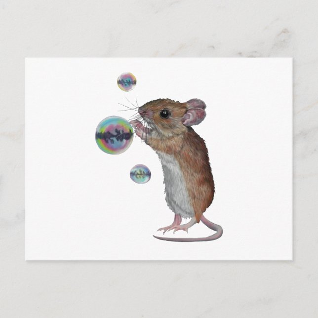 Carte Postale Faire-part Souris et bulles (Devant)