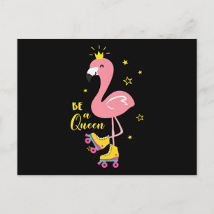 Carte Postale Faire-part Soyez Une Reine Rose Flamant rose Roller Femmes Fi