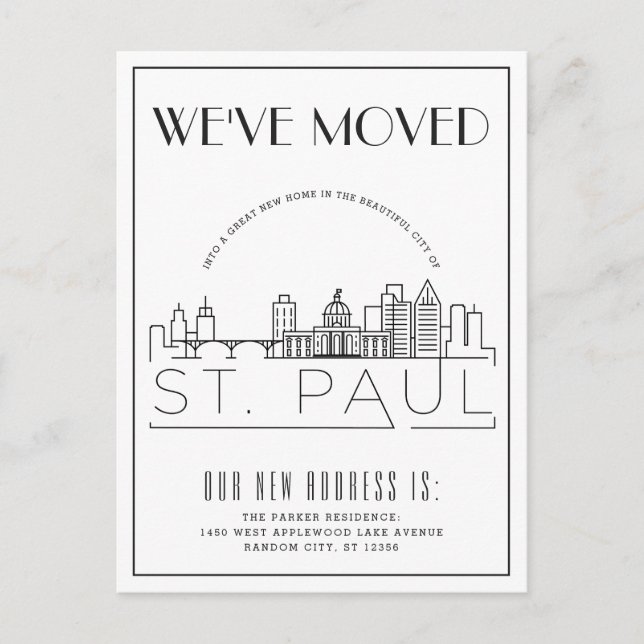 Carte Postale Faire-part St. Paul Modern Deco | Changement d'adresse (Devant)