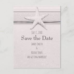 Carte Postale Faire-part Starfish Classic White Beach Wedding Sauvez la dat