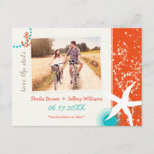 Carte Postale Faire-part Starfish Mariage nautique Photo Enregistrer la dat