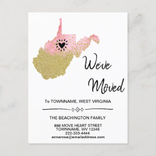 Carte Postale Faire-part *~* STATE WEST VIRGINIA Nouvelle adresse résidenti