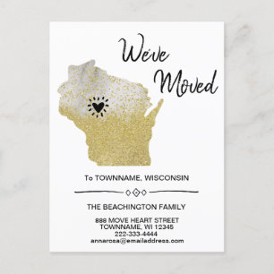 Carte Postale Faire-part *~* STATE WISCONSIN Nouveau domicile Adresse Démén