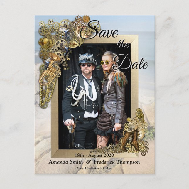 Carte Postale Faire-part Steampunk Mariage by the Sea Save the Date (Devant)