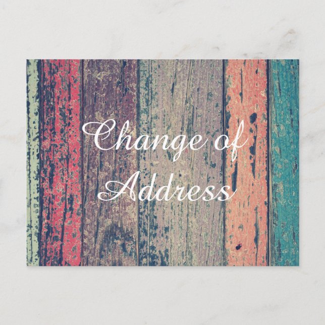 Carte Postale Faire-part Style bois Changement d'adresse (Devant)