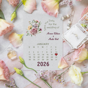 Carte Postale Faire-part Style de calendrier Mariage Enregistrer la date Ja