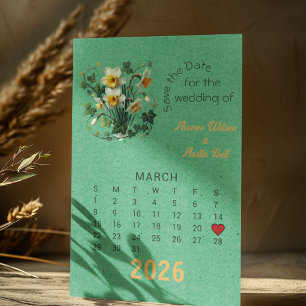 Carte Postale Faire-part Style de calendrier Mariage Enregistrer la date Ma