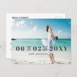 Carte Postale Faire-part Stylish Modern Typography Photo Enregistrer la dat