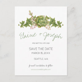 Carte Postale Faire-part Succulentes Mariage Rustique faire part de date