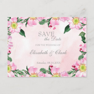 Carte Postale Faire-part Summer Chien Roses mariage Enregistrer la date Inv