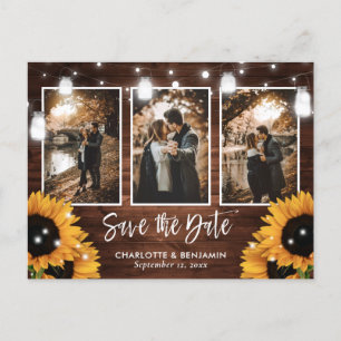 Carte Postale Faire-part Sunflower Mason Jar Grange En Bois Photo Enregistr