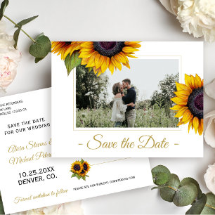Carte Postale Faire-part Sunflowers été rustique enregistrer la date mariag