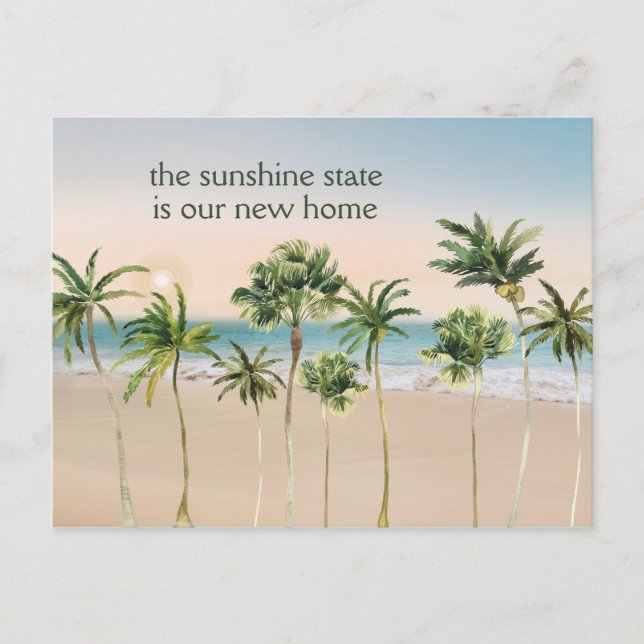 Carte Postale Faire-part Sunshine State est notre nouvelle maison Palmiers  (Devant)