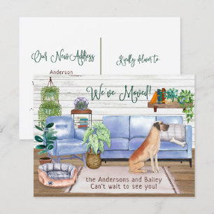 Carte Postale Faire-part Super Dane Chien Cosy New Home Moving      