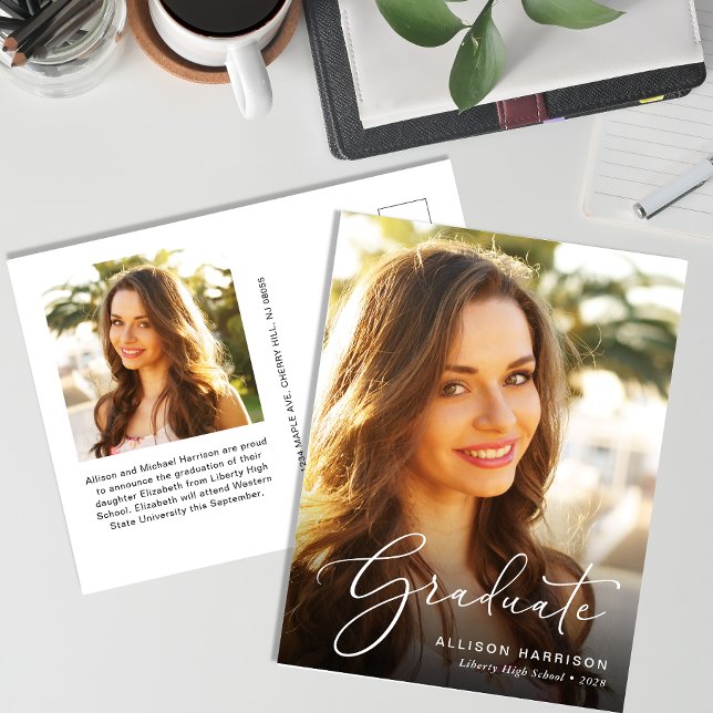 Carte Postale Faire-part Superposition de texte blanc élégant pour photo de (Créateur téléchargé)