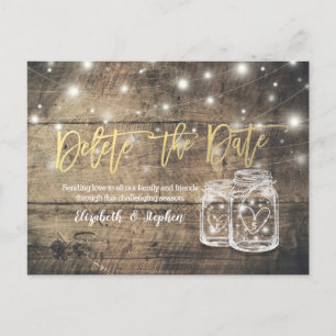 CARTE POSTALE FAIRE-PART SUPPRIMER LA DATE DE REPORT DE MARIAGE POTS DE MAS