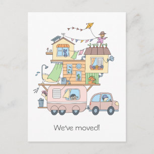 Carte Postale Faire-part Sur la route Famille Camping Trailer - Nouvelle ad