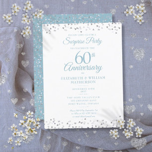 Carte Postale Faire-part Surprise Party 60e Anniversaire de Mariage Coeurs