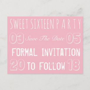 Carte Postale Faire-part Sweet 16 Anniversaire Fête Enregistrer La Date Sof
