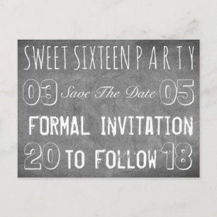 Carte Postale Faire-part Sweet 16 Anniversaire Fête Enregistrer La Date Tab
