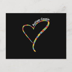 Carte Postale Faire-part T-shirt puzzle Cousin autiste Sensibilisation à l'