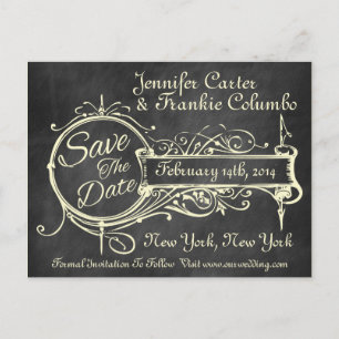 Carte Postale Faire-part Tableau noir vintage Enregistrer la date