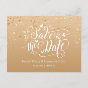 Carte Postale Faire-part Tacheté d'or   Save The Date