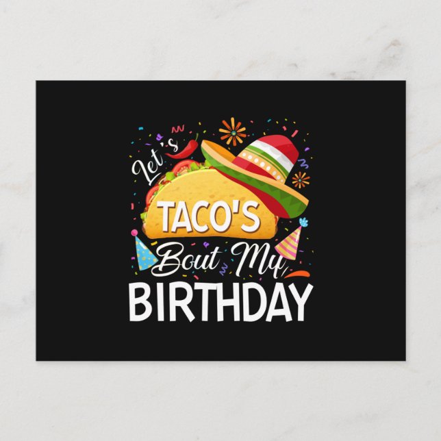 Carte Postale Faire-part Taco 'Bout My Birthday Cinco De Mayo Tacos (Devant)