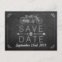 Tandem Bicycle Chalkboard Typographie Mariage