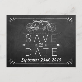 Carte Postale Faire-part Tandem Bicycle Chalkboard Typographie Mariage