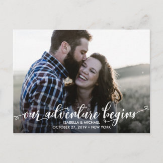 CARTE POSTALE FAIRE-PART TENDANCE NOTRE AVENTURE PHOTO MARIAGE ÉVÉNEMENT À
