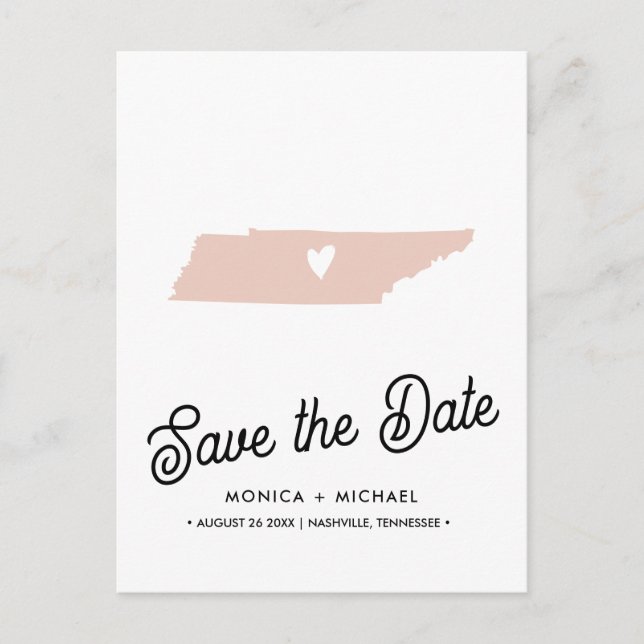 Carte Postale Faire-part TENNESSEE State Destination Mariage N'IMPORTE QUEL (Devant)