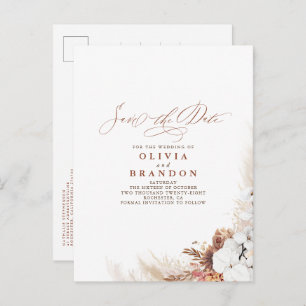 Carte Postale Faire-part Terracotta Floral Boho Exotique Enregistrer La Dat