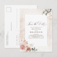 Terre Rose Floral Élégant Enregistrer La Date