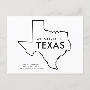 Carte Postale Faire-part Texas State Map Black and White Nouvelle adresse