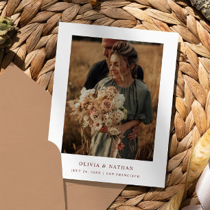 Carte Postale Faire-part Texte et photo blanc et rouge foncé   Enregistrer 