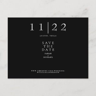 Carte Postale Faire-part Texte moderne simple Mariage uniquement B/W Enregi