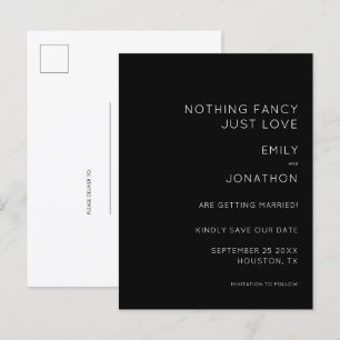 Carte Postale Faire-part Texte Simple Noir Mariage Enregistrer La Date