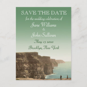 Carte Postale Faire-part Thème de mariage irlandais Falaises de Moher Save 