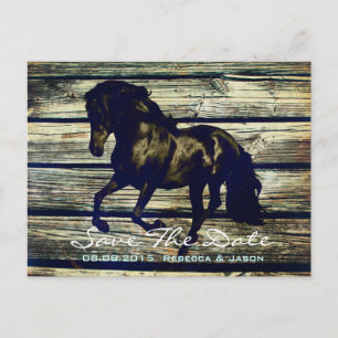 Carte Postale Faire-part thème mariage western bois de grange gris rustique