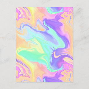 Carte Postale Faire-part Tiedye Rétro Groovy Marbré Pastel Tourbillon