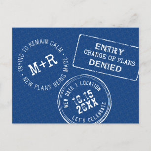 Carte Postale Faire-part Timbre de passeport drôle pour mariage Changement 