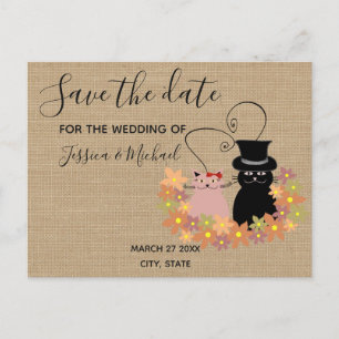 Carte Postale Faire-part Toile de jute drôle mignon chats de dessin animé s