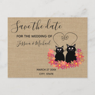 Carte Postale Faire-part Toile de jute drôle mignon chats de dessin animé s