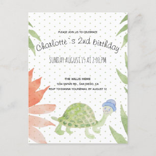 Carte Postale Faire-part Tortue Bébé Aquarelle Peinte à la Main