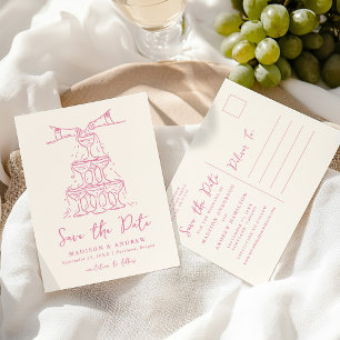 Carte Postale Faire-part Tour de Champagne Whimsical Rose Enregistrer la da