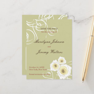 Carte Postale Faire-part Tourbillons de roses crème Mariage romantique Sauv