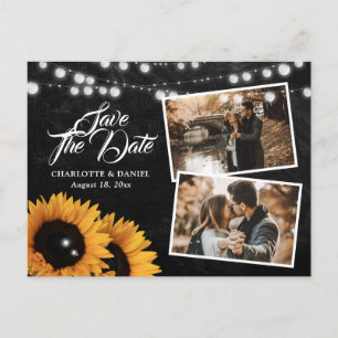 Carte Postale Faire-part Tournesol de mariage sur tableau noir à la craie E