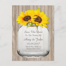 Carte Postale Faire-part Tournesol en pot Mason enregistrer la date Tournes