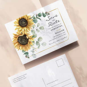 Carte Postale Faire-part Tournesol Eucalyptus Floral Botanique Sauver La Da